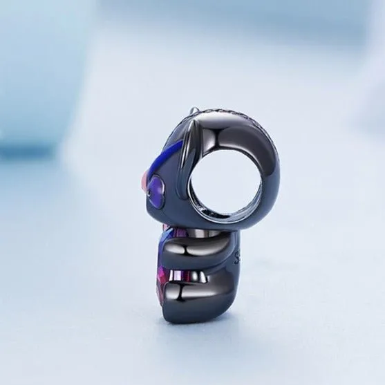 One-eyed Black & Pink Rebellious Bear Charm
