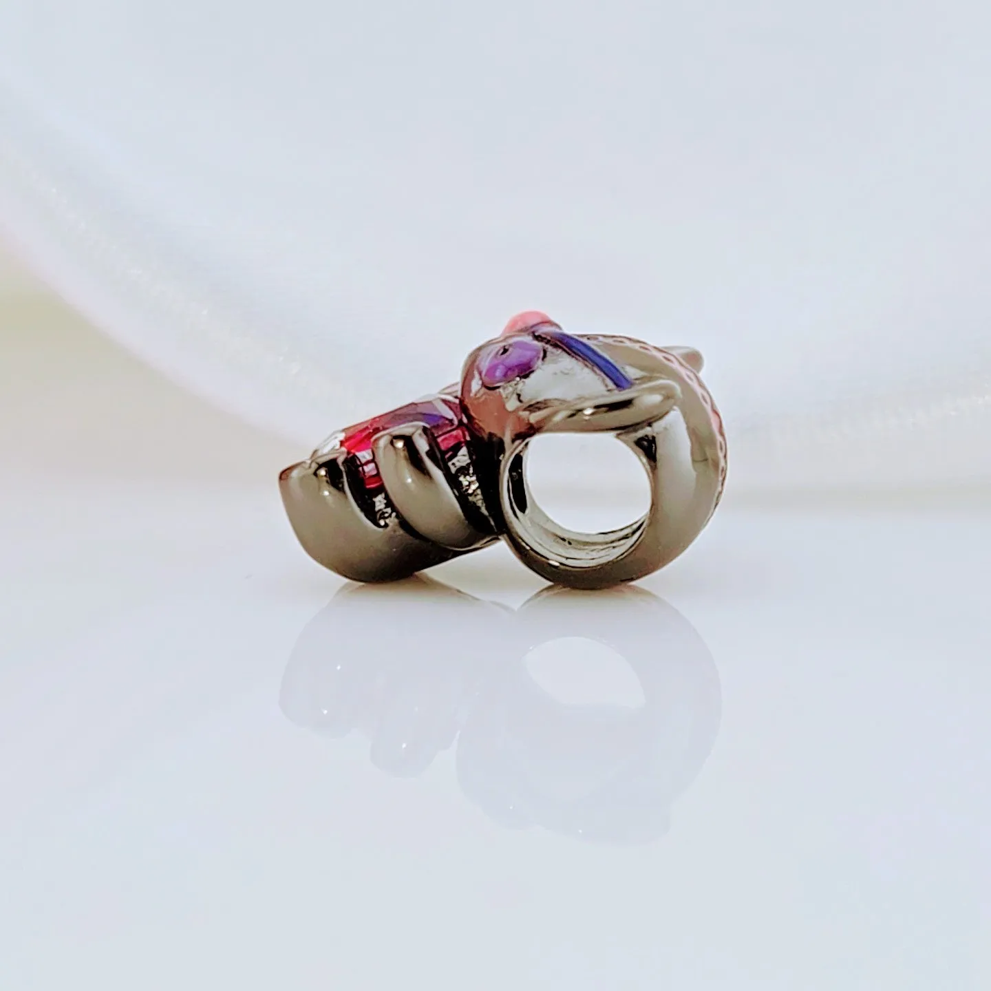 One-eyed Black & Pink Rebellious Bear Charm