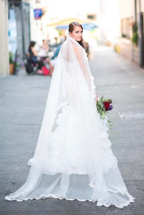 One-tier Cathedral Veil With Scalloped Lace Trims (#PB196)