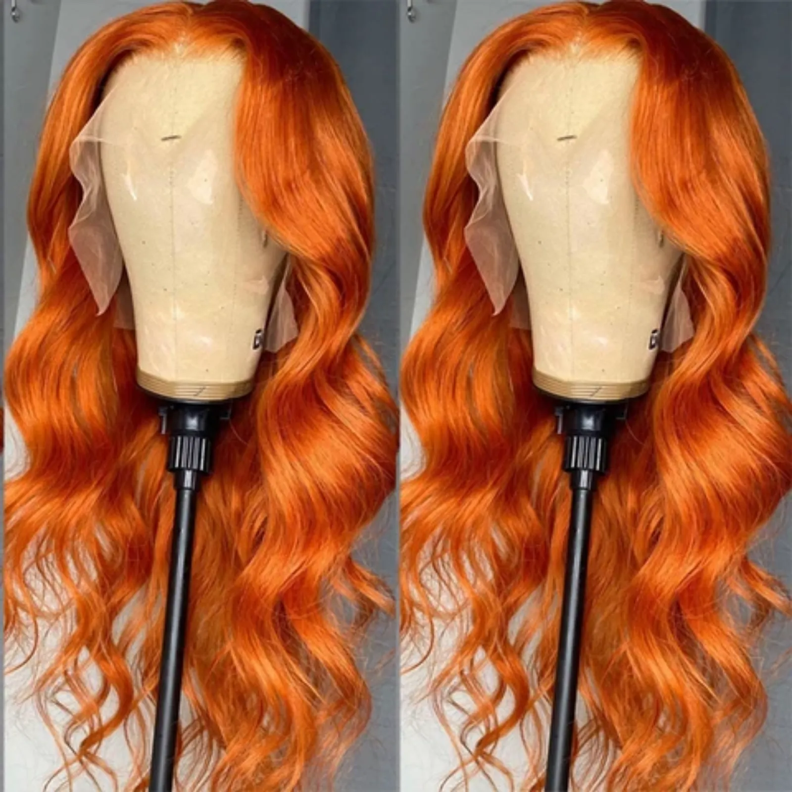 Orange ginger human hair body wave lace front wig/wavy orange human hair wig