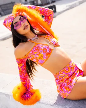Orange Paisley Daze Bell Sleeve Halter