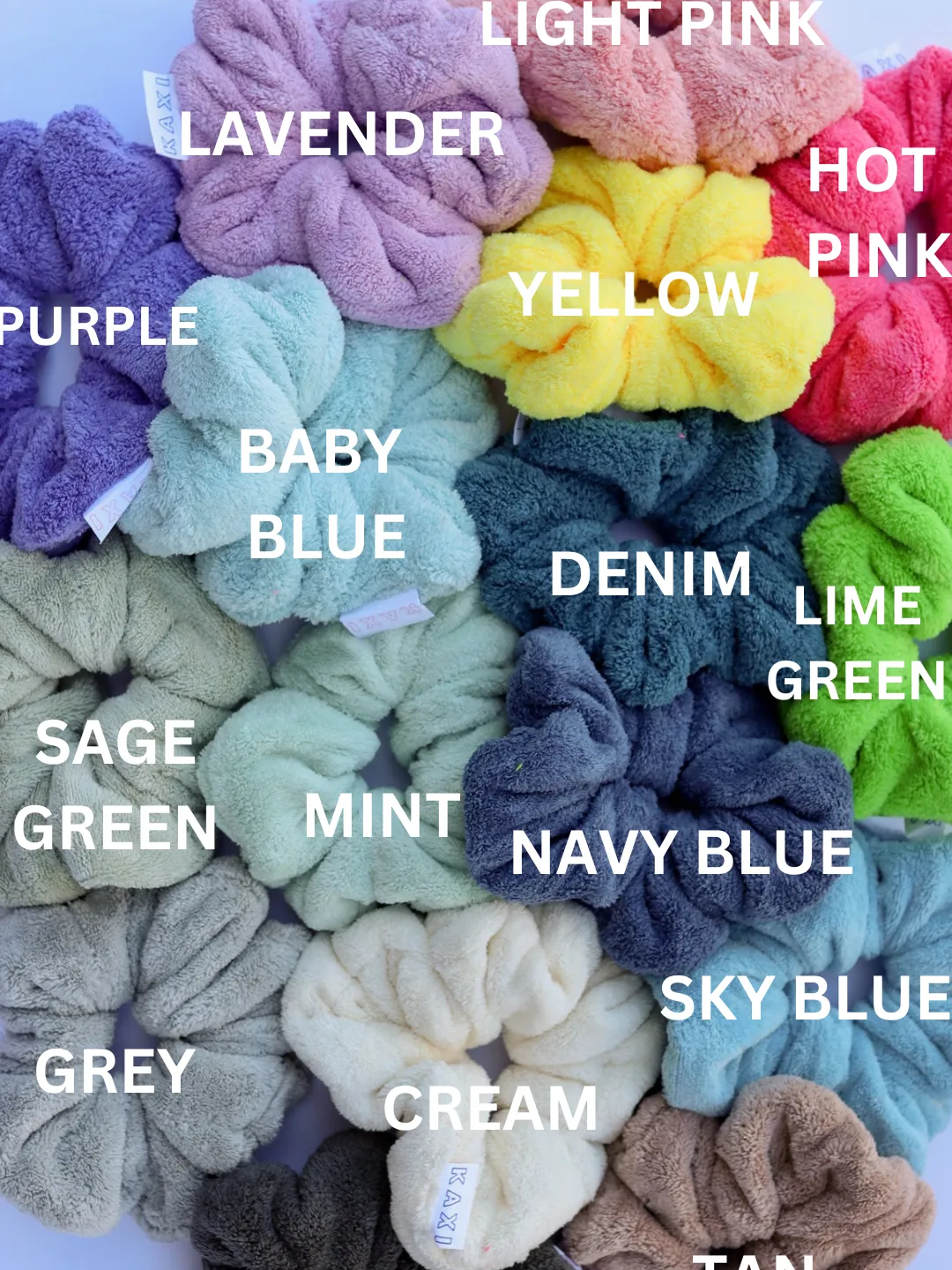OVERSIZED TOWEL SCRUNCHIES ( 18 COLORS )