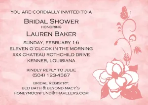 PEACHY MAGNOLIA SILHOUETTE FLOWERS CUSTOM INVITATION