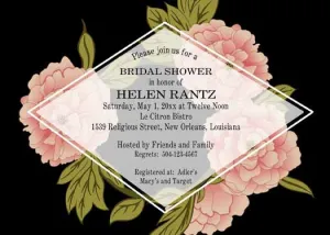 PEONIES WITH FADE OUT CUSTOM INVITATION