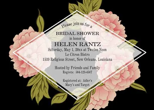 PEONIES WITH FADE OUT CUSTOM INVITATION