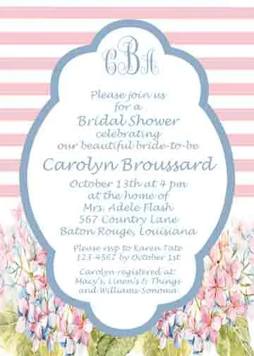 PINK AND BLUE HYDRANGEAS CUSTOM INVITATION