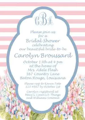 PINK AND BLUE HYDRANGEAS CUSTOM INVITATION