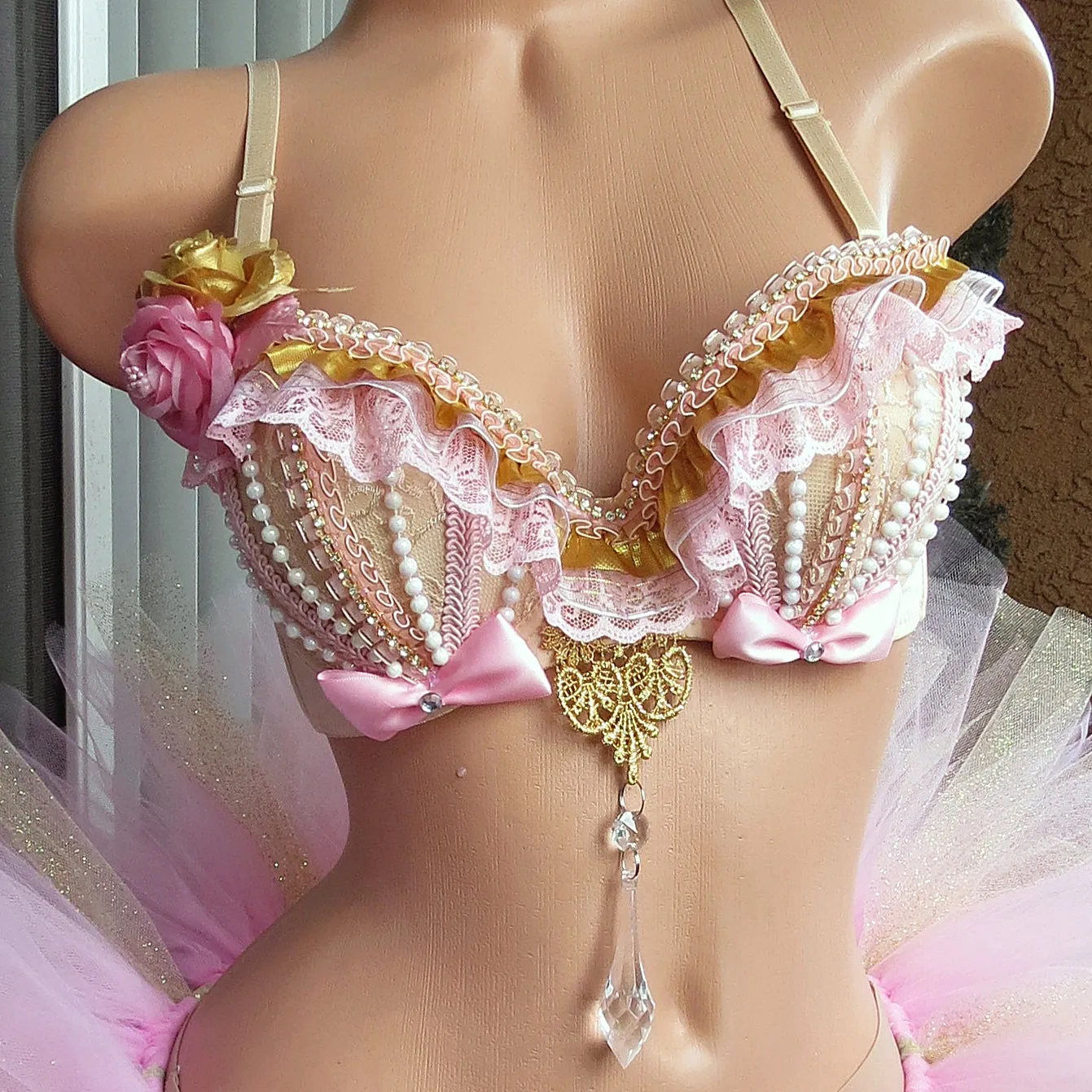 Pink Gold Rave Bra