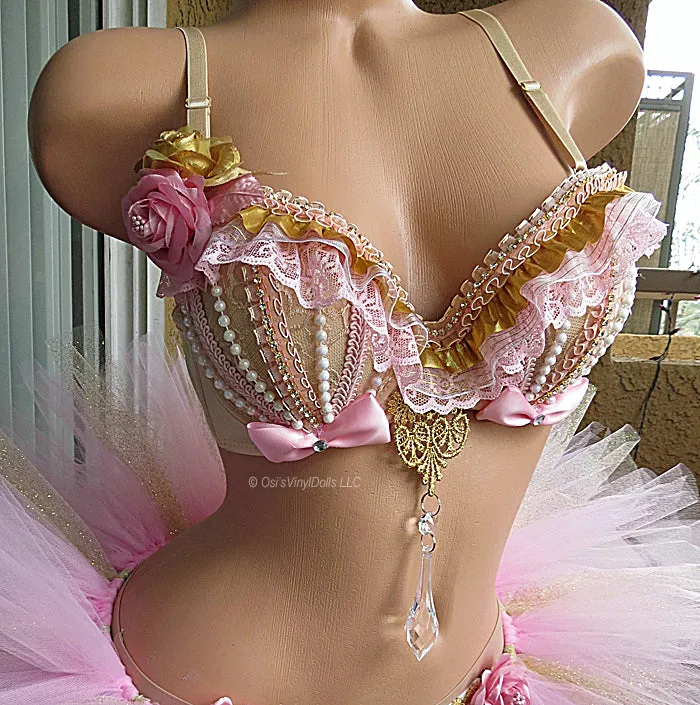 Pink Gold Rave Bra