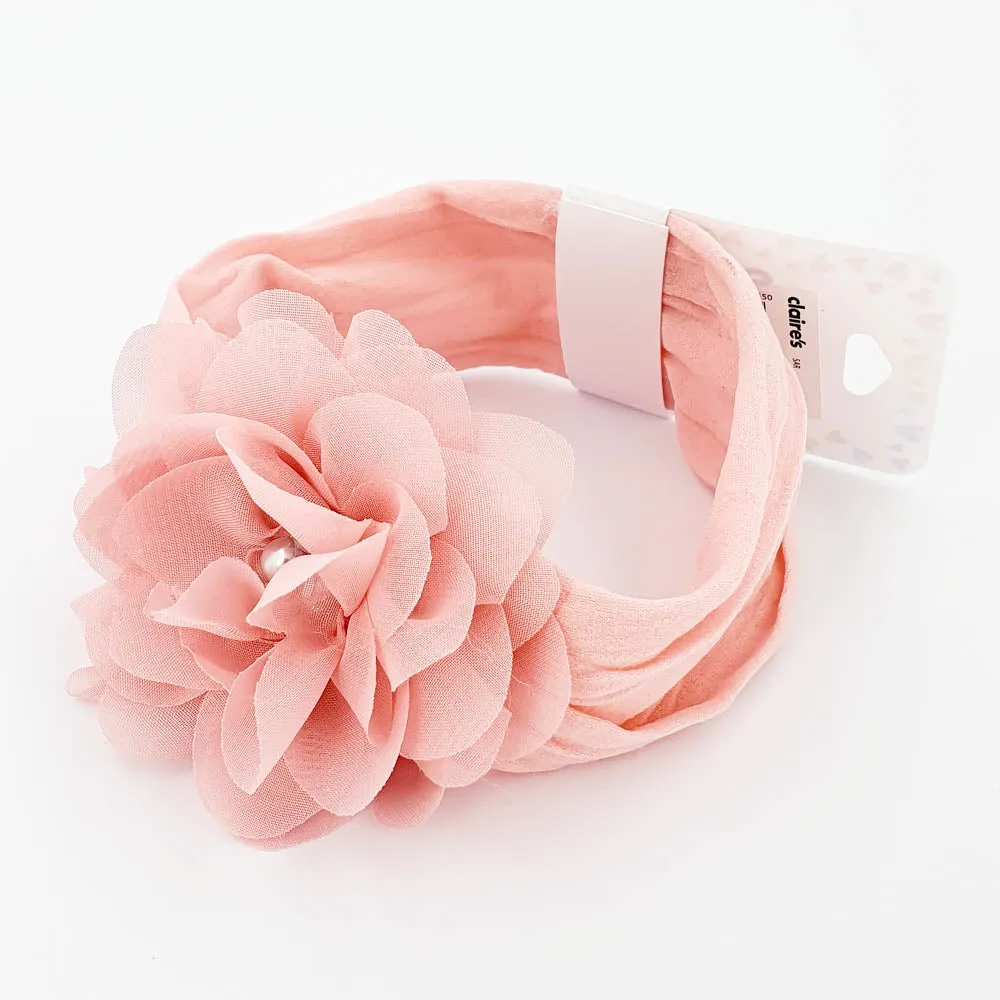 Pink Headwraps Pearl Flower Rhinestone