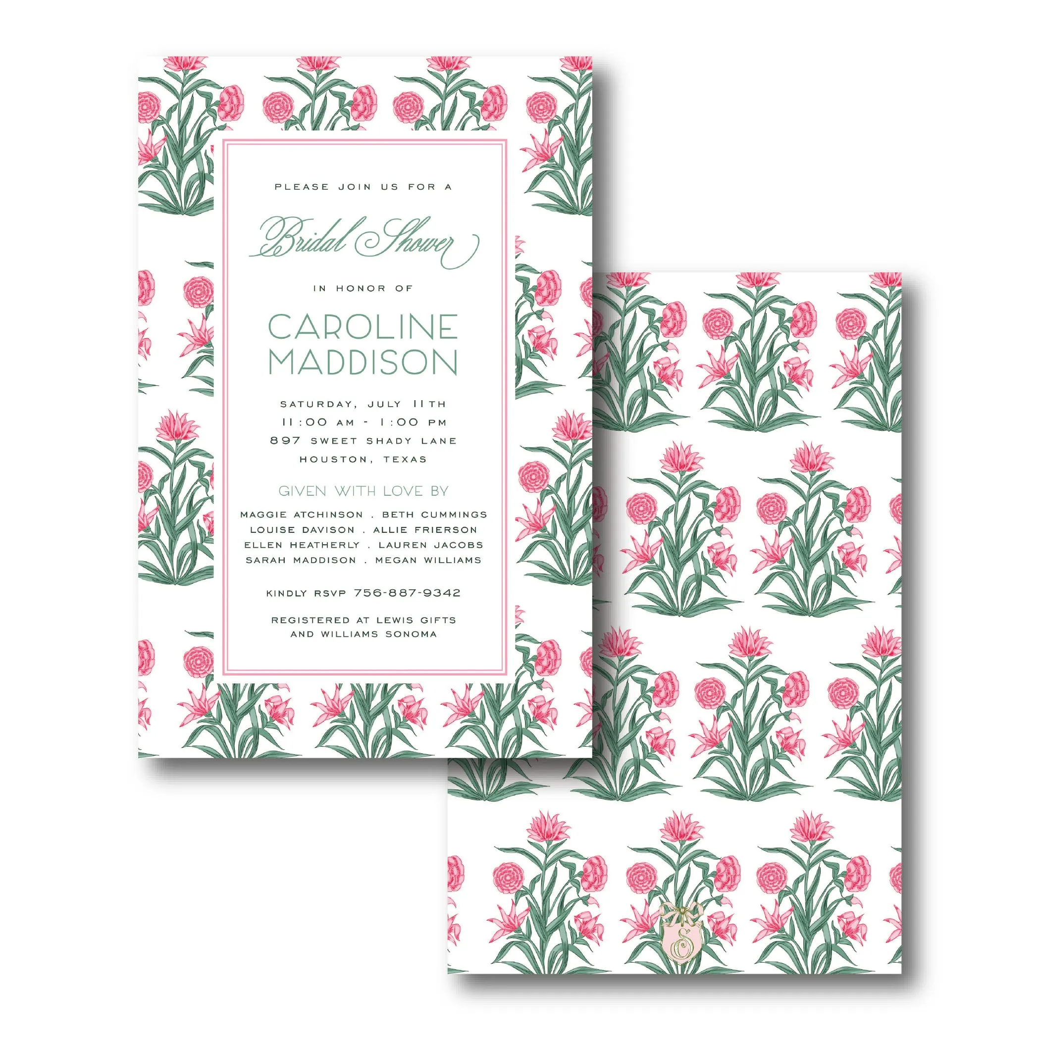 Pink Muhgal Flowers Invitation