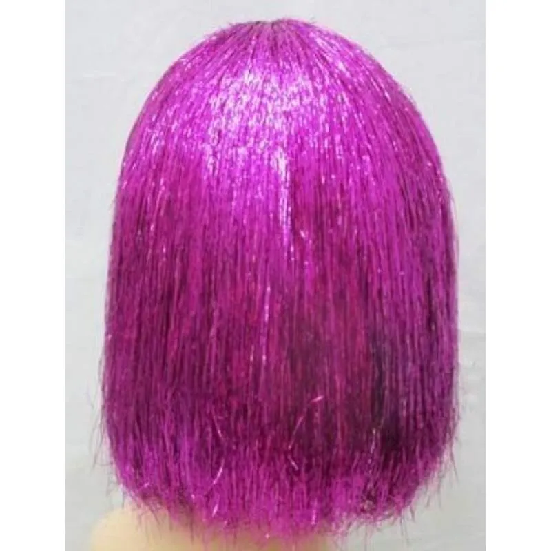 Pink Tinsel Disco Bob Wig