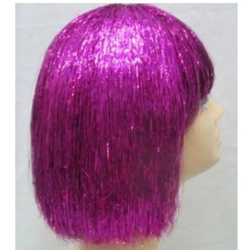 Pink Tinsel Disco Bob Wig