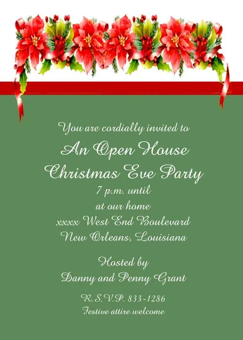 POINSETTIA SPRAY #2 CUSTOM INVITATION