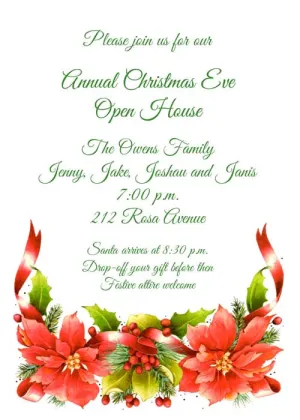 POINSETTIA SPRAY CUSTOM INVITATION