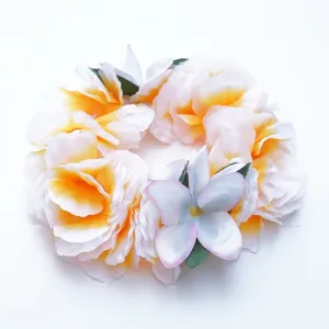 Premium White Hawaiian Crown Lei Headband Paradise Petunia with Orchids Boho
