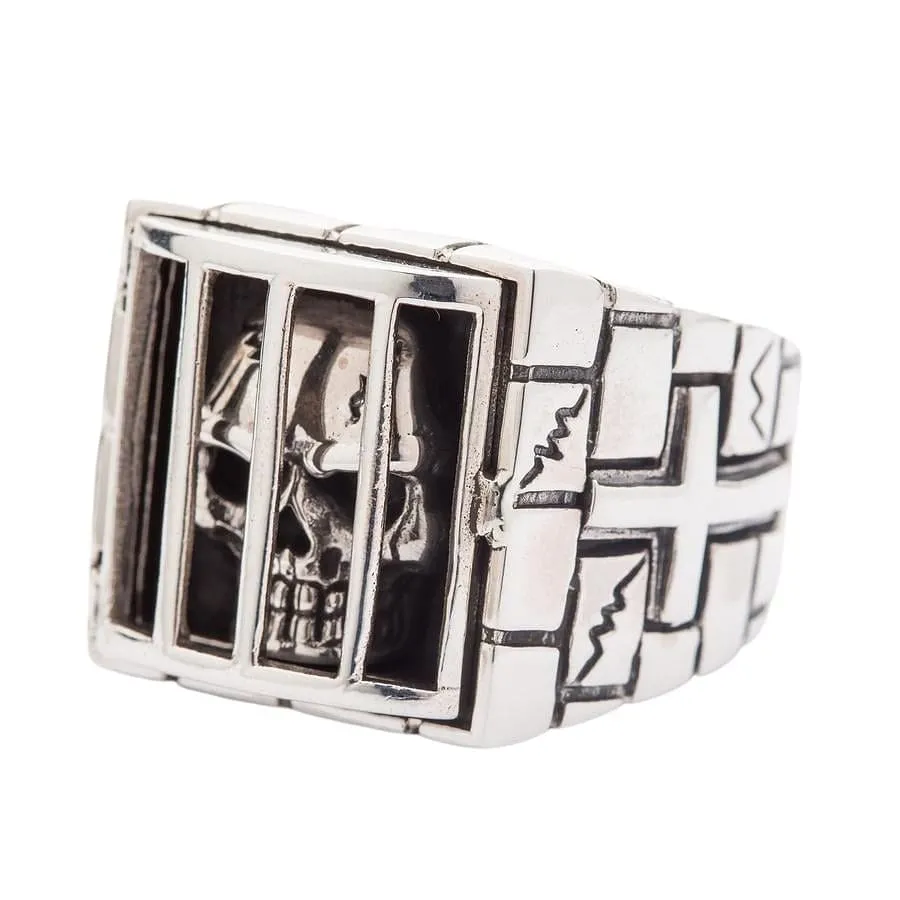 Prisoner Sterling Silver Skull Ring