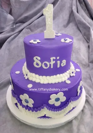 Purple 2 Tier Round Celebration Tier Cake