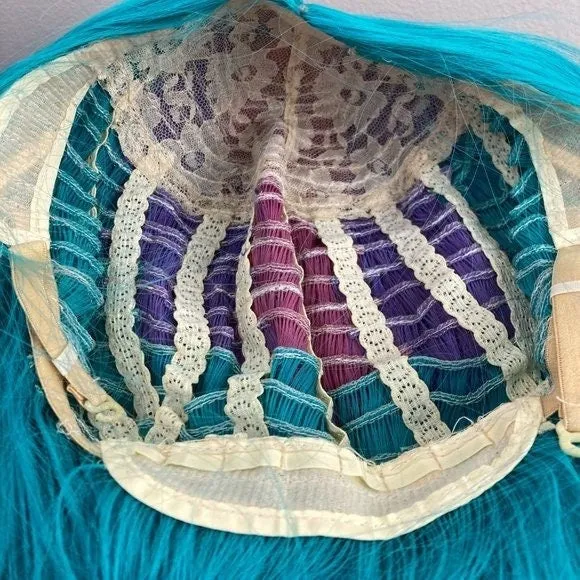 Purple Blue Long Braid Curly Wig