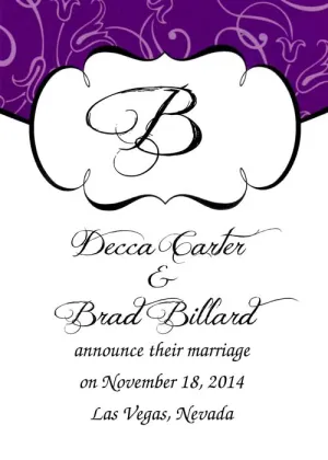 PURPLE TULIP AND MONOGRAM CUSTOM INVITATION