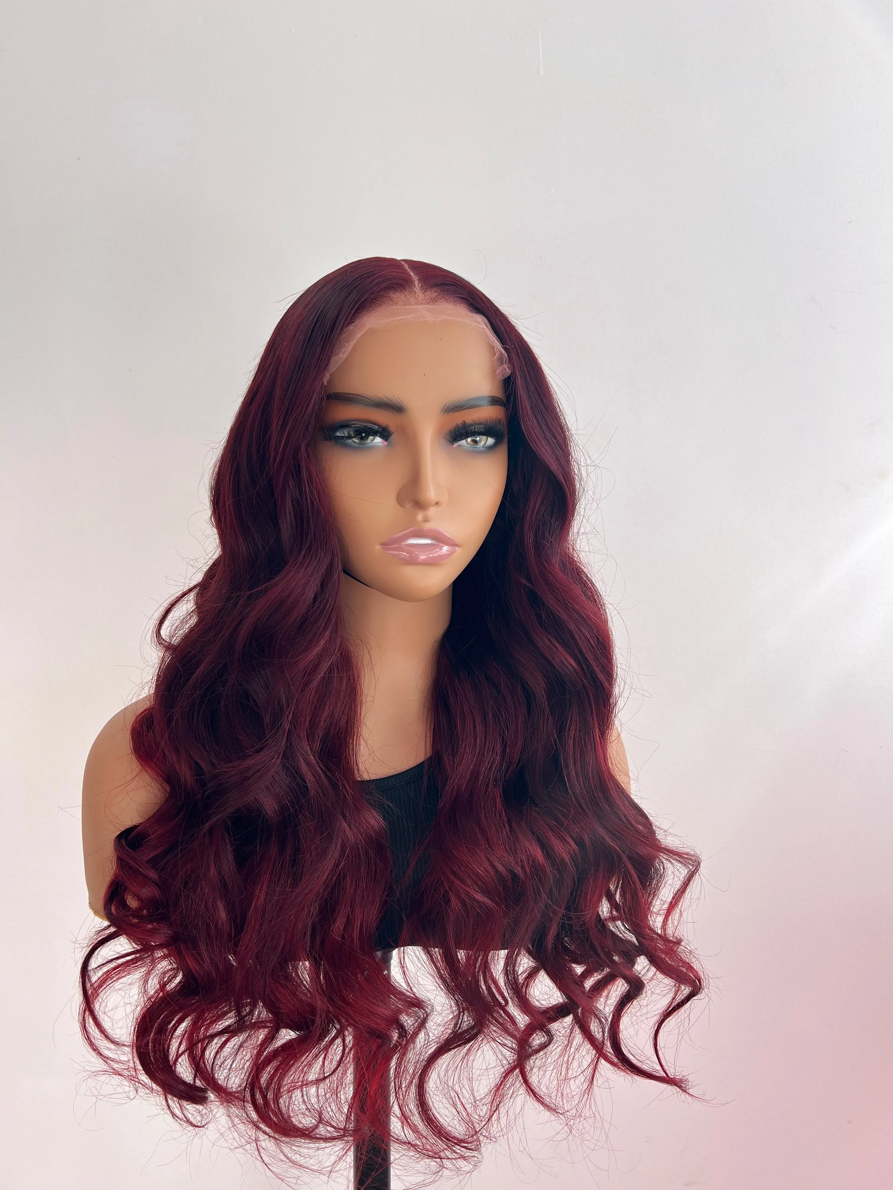 "Kala" READY TO WEAR - 22” 5x5 Long Burgundy HD Lace Closure Human Hair Wig