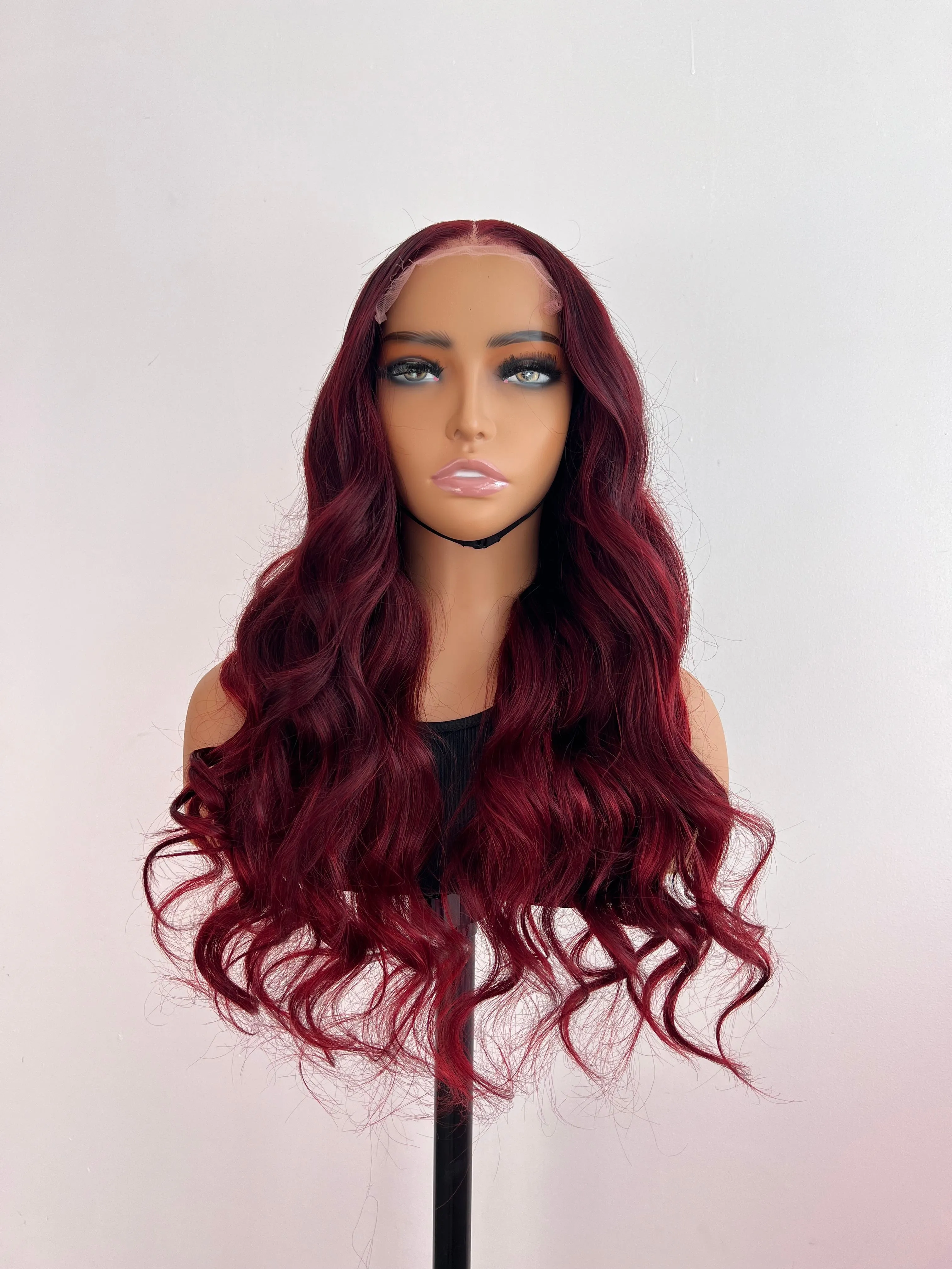 "Kala" READY TO WEAR - 22” 5x5 Long Burgundy HD Lace Closure Human Hair Wig