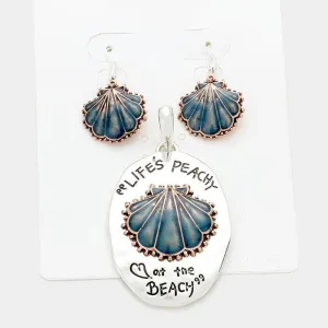 "LIFE'S PEACHY at the BEACH" Shell Pendant Set