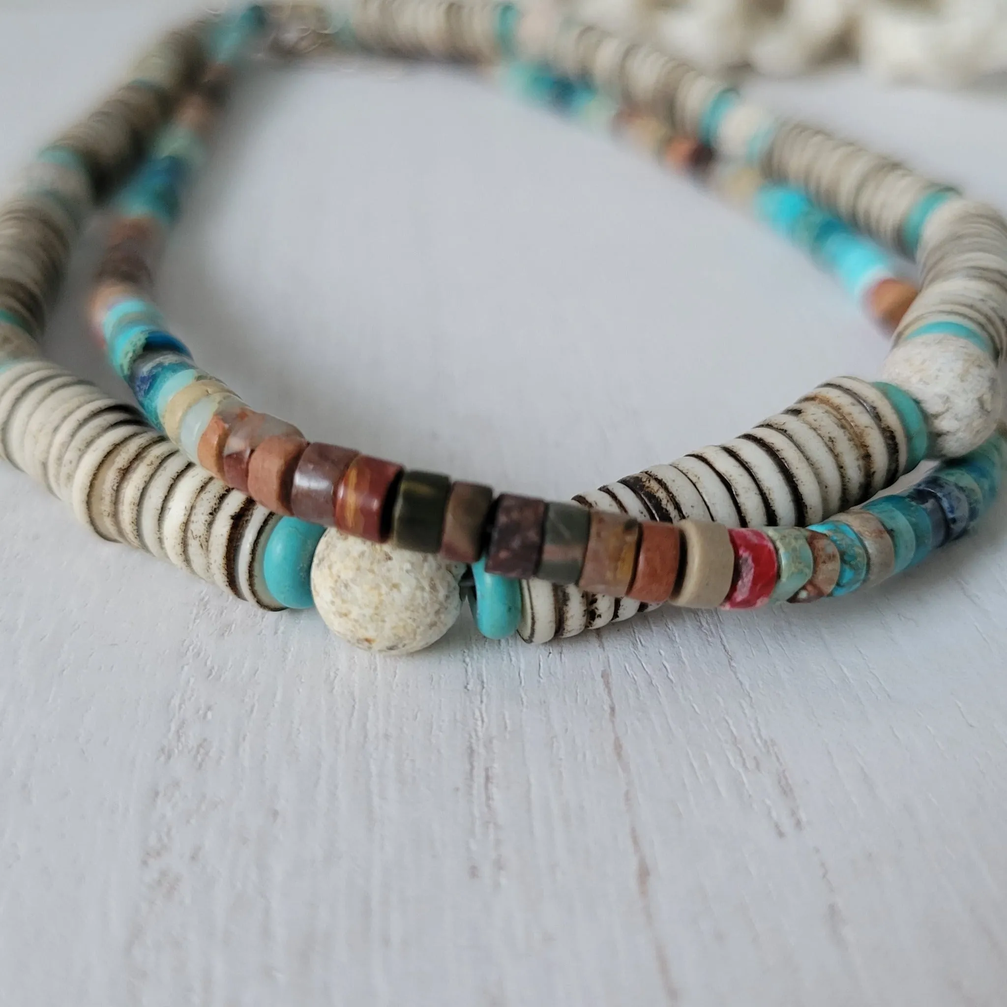 "Lil Grom" Multi Color Heishi Shell Surfer Necklaces - Multiple Colors Available