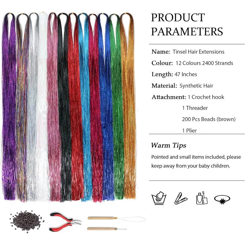 Rainbow Hair Extensions Kit with 12 Colors