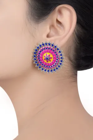 Rangoli Rawa Enameled Ring Tribal Pop Ear Studs
