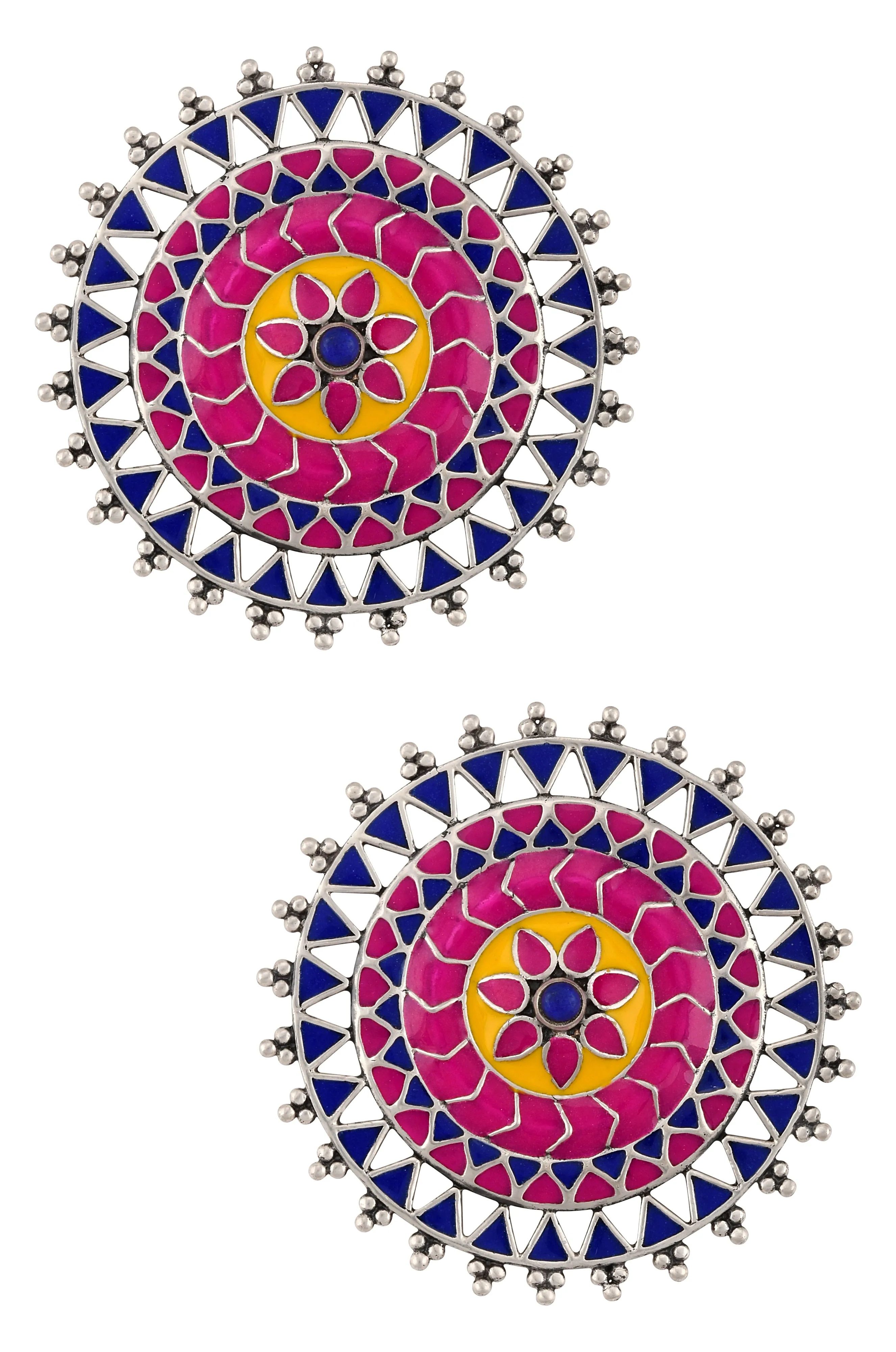 Rangoli Rawa Enameled Ring Tribal Pop Ear Studs
