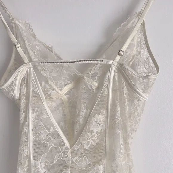 RARE Intimissimi White Ephemeral Jewel Studded Babydoll Lace Slip Dress S