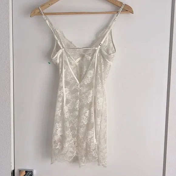 RARE Intimissimi White Ephemeral Jewel Studded Babydoll Lace Slip Dress S