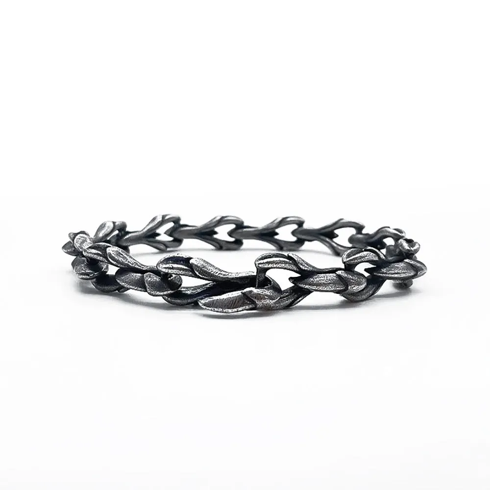 Real Solid 925 Sterling Silver Bracelet Dark Dragon's Bones Hip Hop Punk Jewelry 6.3"-8.7"