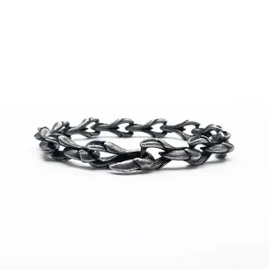 Real Solid 925 Sterling Silver Bracelet Dark Dragon's Bones Hip Hop Punk Jewelry 6.3"-8.7"