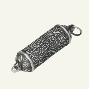 Real Solid 925 Sterling Silver Garnet Pendants Can Open Religions Barrel Box Grass Vine Men Fashion Jewelry