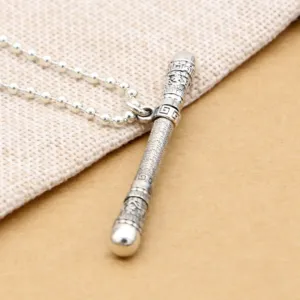 Real Solid 925 Sterling Silver Pendants Amulet Golden Cudgel Protection Fashion Jewelry