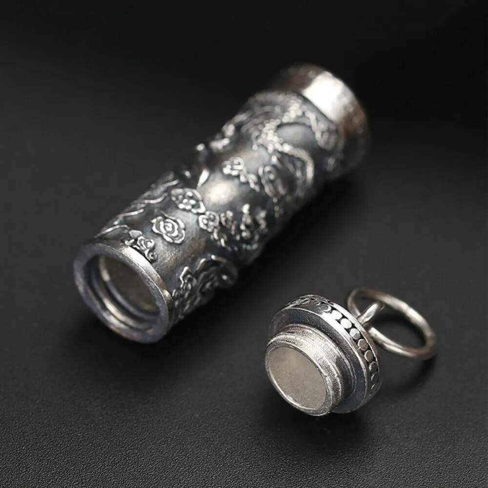 Real Solid 925 Sterling Silver Pendants Animal Dragon Barrel Box Can Open Fashion Jewelry