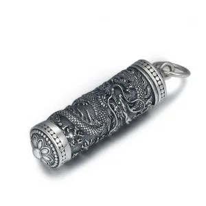 Real Solid 925 Sterling Silver Pendants Animal Dragon Barrel Box Can Open Fashion Jewelry