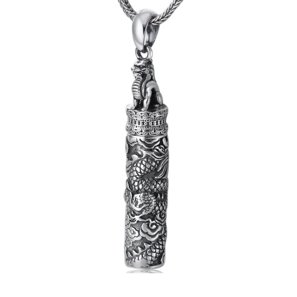 Real Solid 925 Sterling Silver Pendants Animals Dragon Barrel Box Can Open Fashion Jewelry