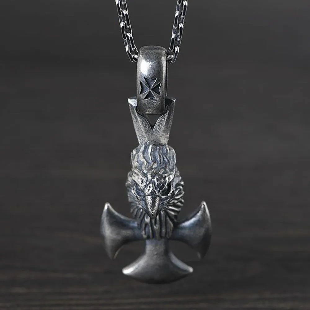 Real Solid 925 Sterling Silver Pendants Animals Eagle Cross Gothic Punk Jewelry