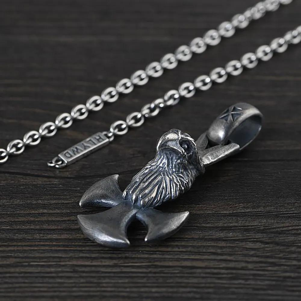 Real Solid 925 Sterling Silver Pendants Animals Eagle Cross Gothic Punk Jewelry