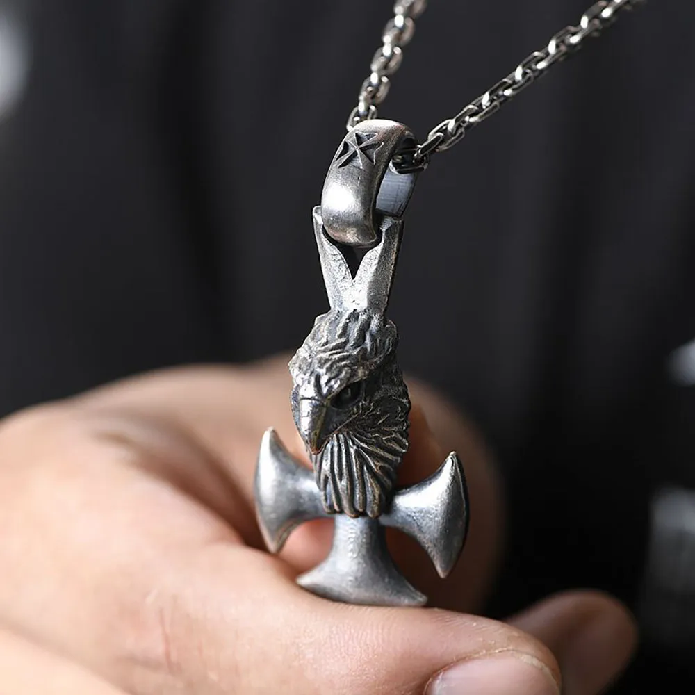 Real Solid 925 Sterling Silver Pendants Animals Eagle Cross Gothic Punk Jewelry