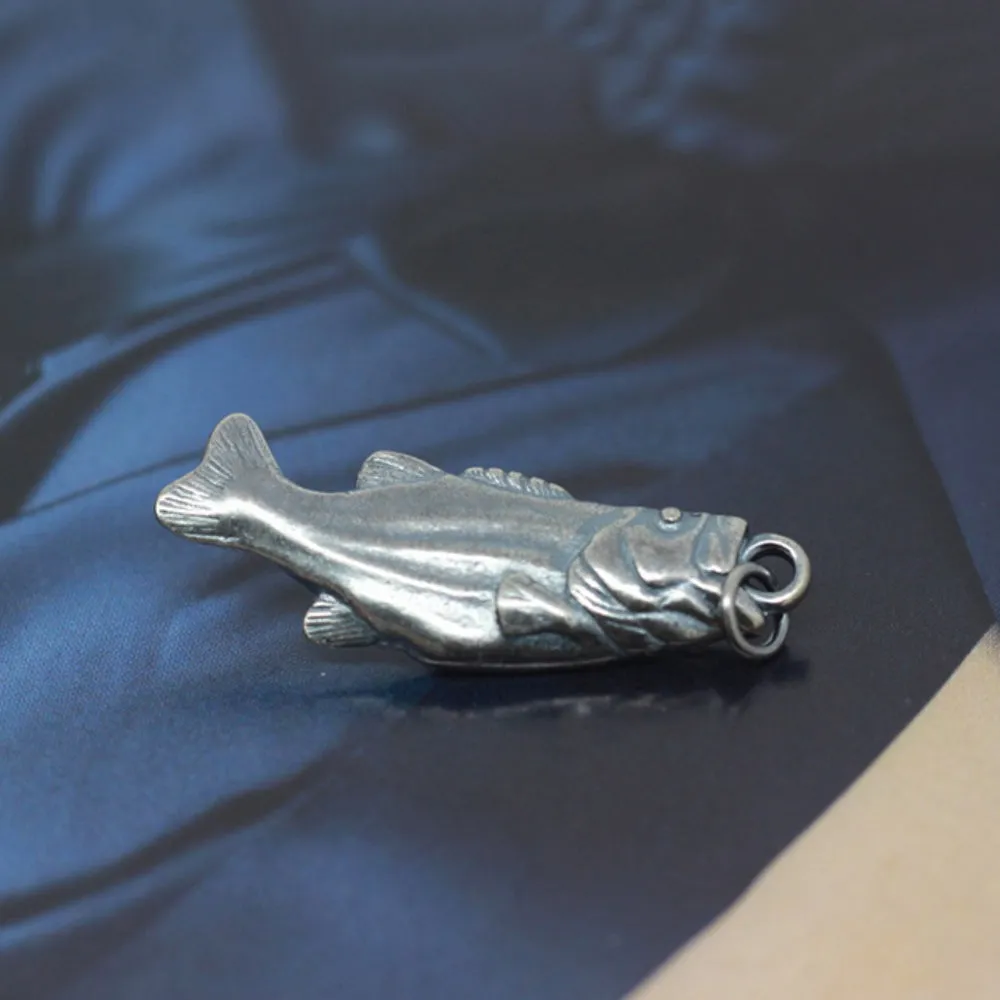 Real Solid 925 Sterling Silver Pendants Fish Animal Men Fashion Jewelry