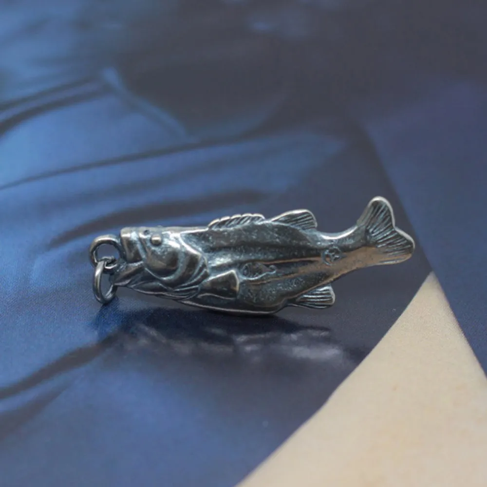 Real Solid 925 Sterling Silver Pendants Fish Animal Men Fashion Jewelry