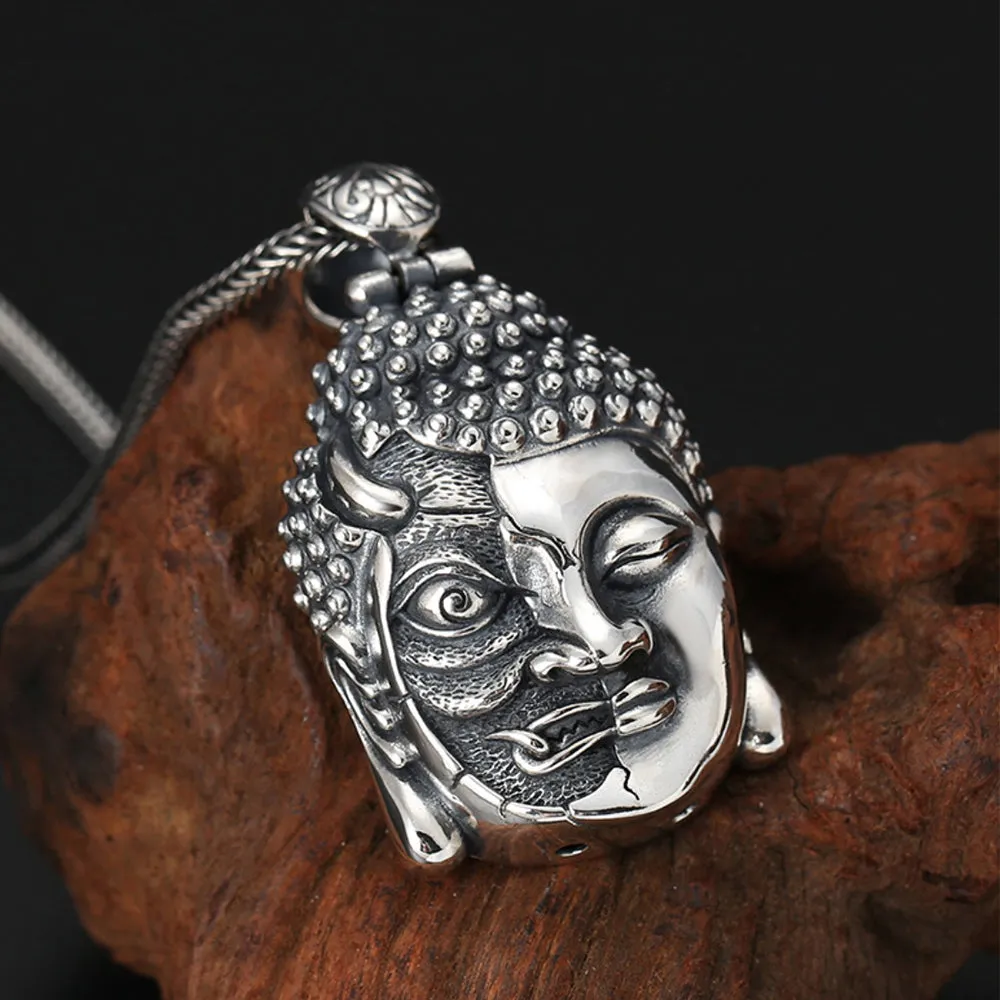 Real Solid 925 Sterling Silver Pendants Good-and-Evil Buddha Devil Fashion Jewelry