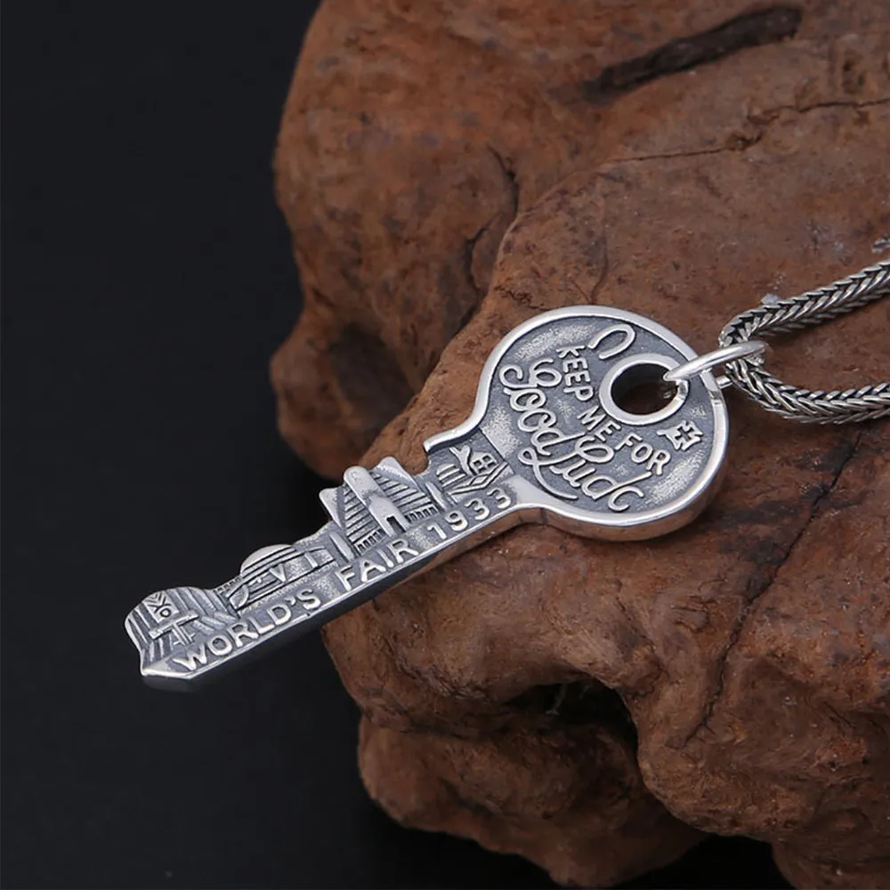 Real Solid 925 Sterling Silver Pendants Key Words Men Women Fashion Jewelry