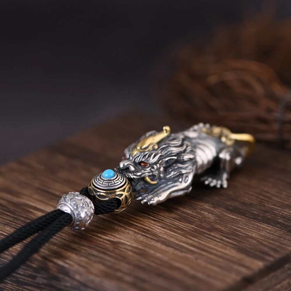 Real Solid 925 Sterling Silver Pendants PiXiu Mythical Animal Wealth Men Fashion Jewelry