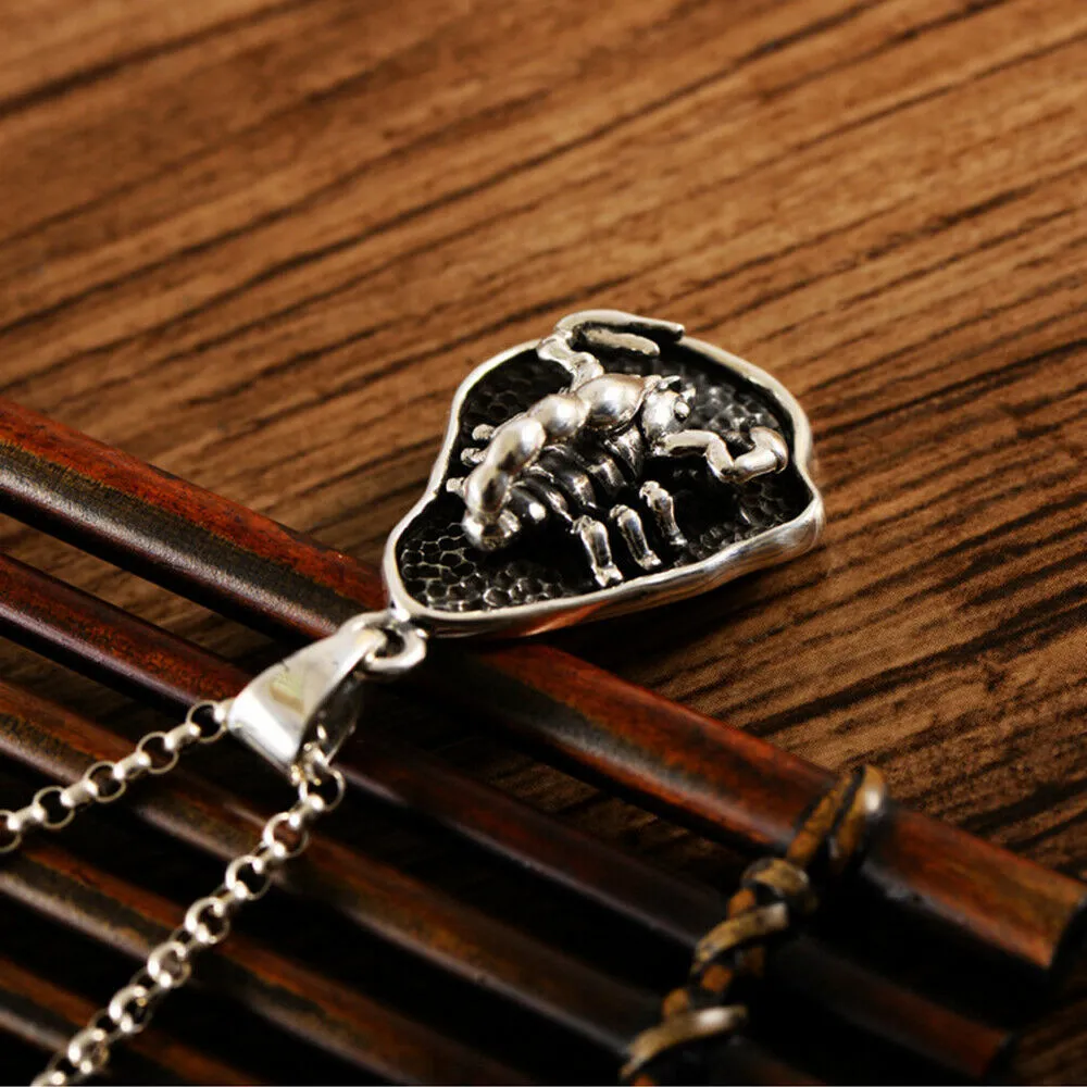 Real Solid 925 Sterling Silver Pendants Scorpion Cellular Men Fashion Jewelry