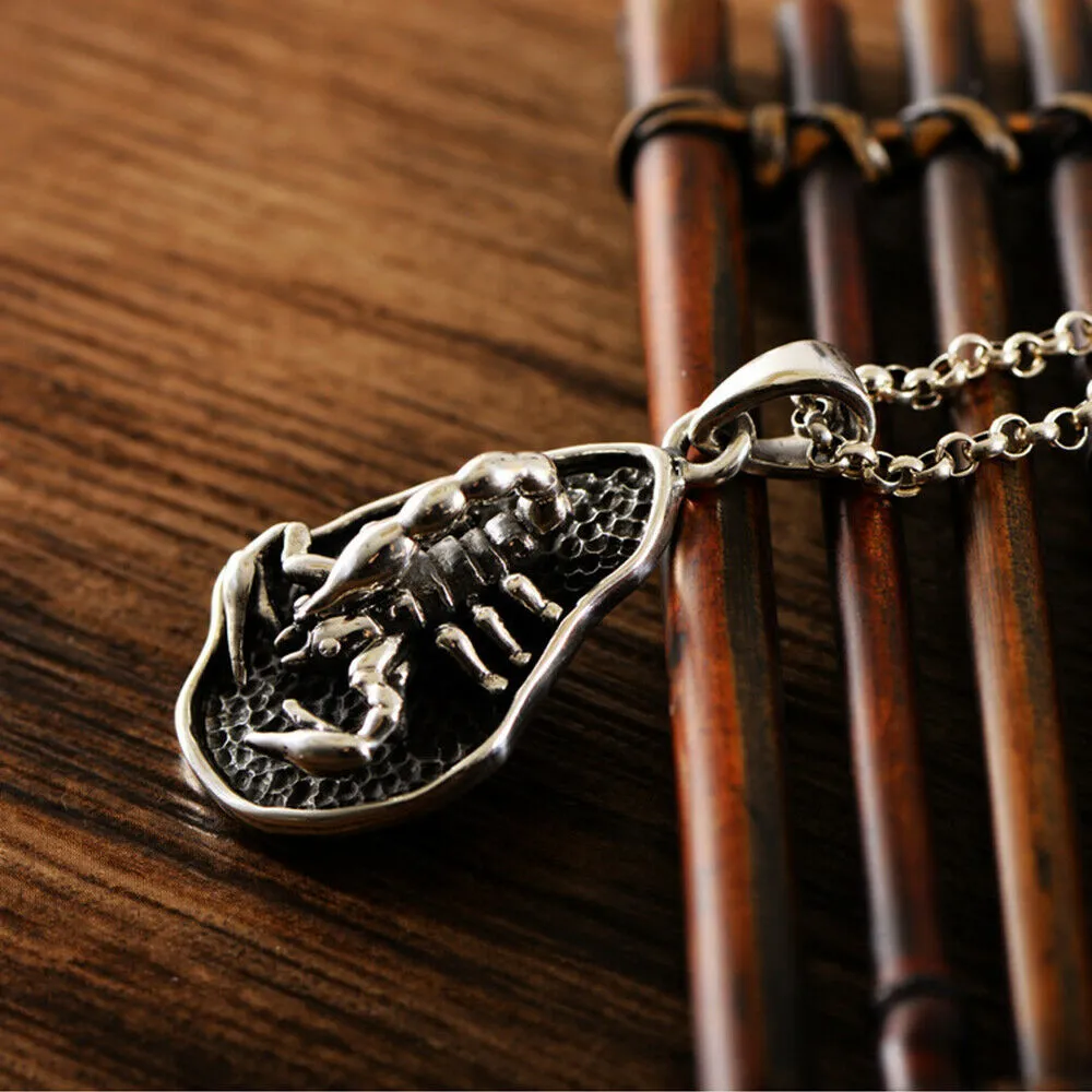 Real Solid 925 Sterling Silver Pendants Scorpion Cellular Men Fashion Jewelry